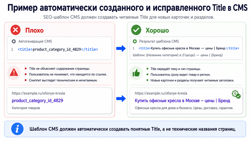 Пример автоматически созданного и исправленного Title в CMS