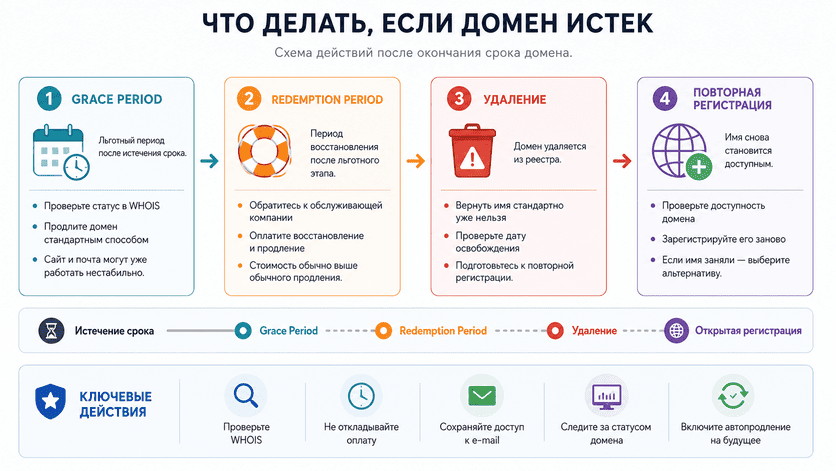 Схема действий при истечении срока домена
