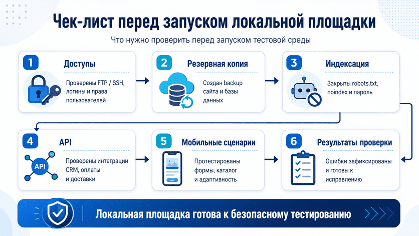 Схема с чек-листом перед запуском тестовой площадки