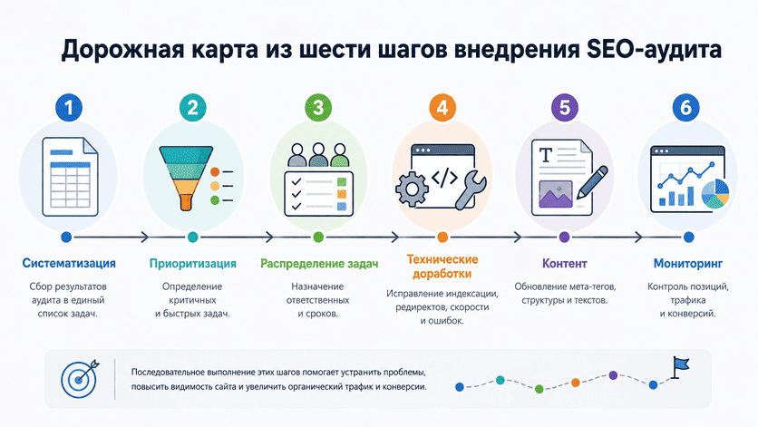 Дорожная карта из шести шагов внедрения SEO-аудита