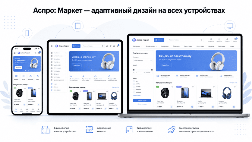 Аспро: Маркет — адаптивный дизайн на всех устройствах